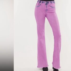 KanCan Nikki High Rise Flare Jeans Women’s 3/25 Colored Denim Pink Purple